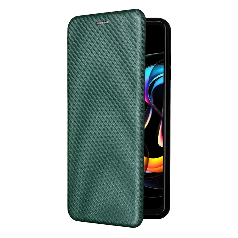 Auto-absorbed Carbon Fiber Texture Leather Stand Phone Shell Cover for Motorola Edge 20 Lite - Green