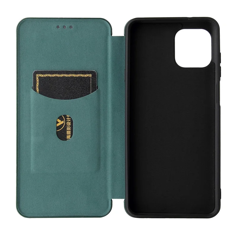Auto-absorbed Carbon Fiber Texture Leather Stand Phone Shell Cover for Motorola Edge 20 Lite - Green