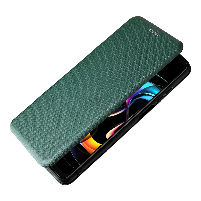 Auto-absorbed Carbon Fiber Texture Leather Stand Phone Shell Cover for Motorola Edge 20 Lite - Green