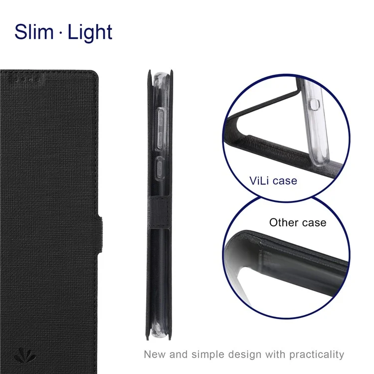 VILI K Series Wallet Design Cover Stand Cover Pour Motorola Edge 20 Pro - le Noir