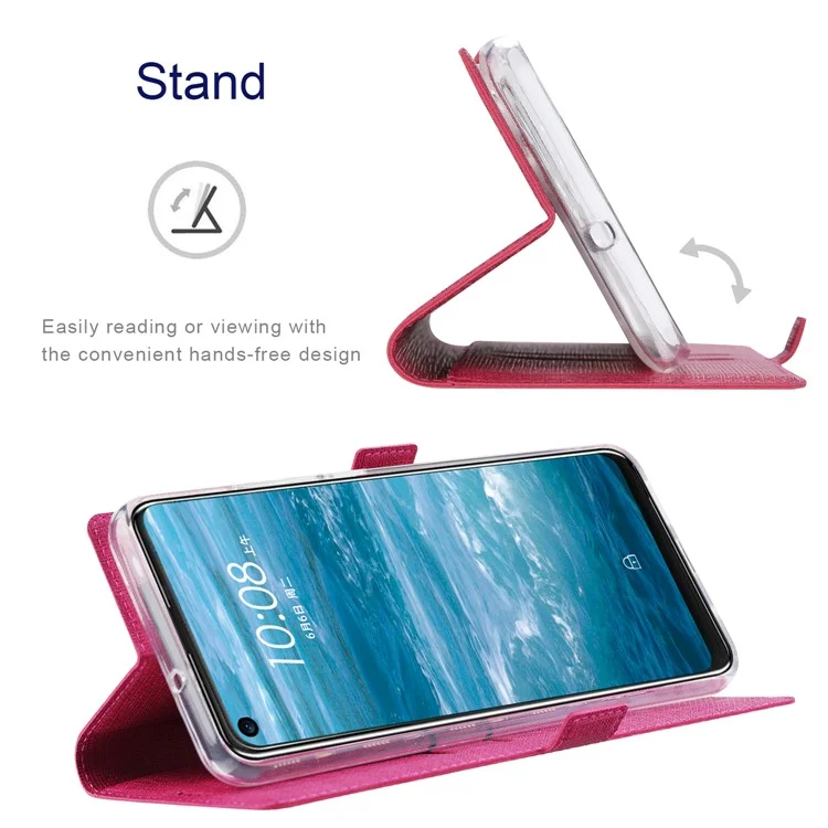 Vili K Série Wallet Design Couro de Couro Para Motorola Edge 20 Lite - Rosa