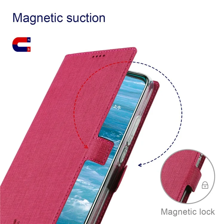Vili K Série Wallet Design Couro de Couro Para Motorola Edge 20 Lite - Rosa
