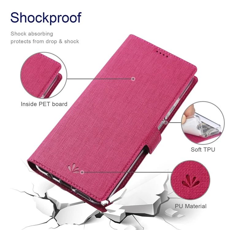 Vili K Série Wallet Design Couro de Couro Para Motorola Edge 20 Lite - Rosa