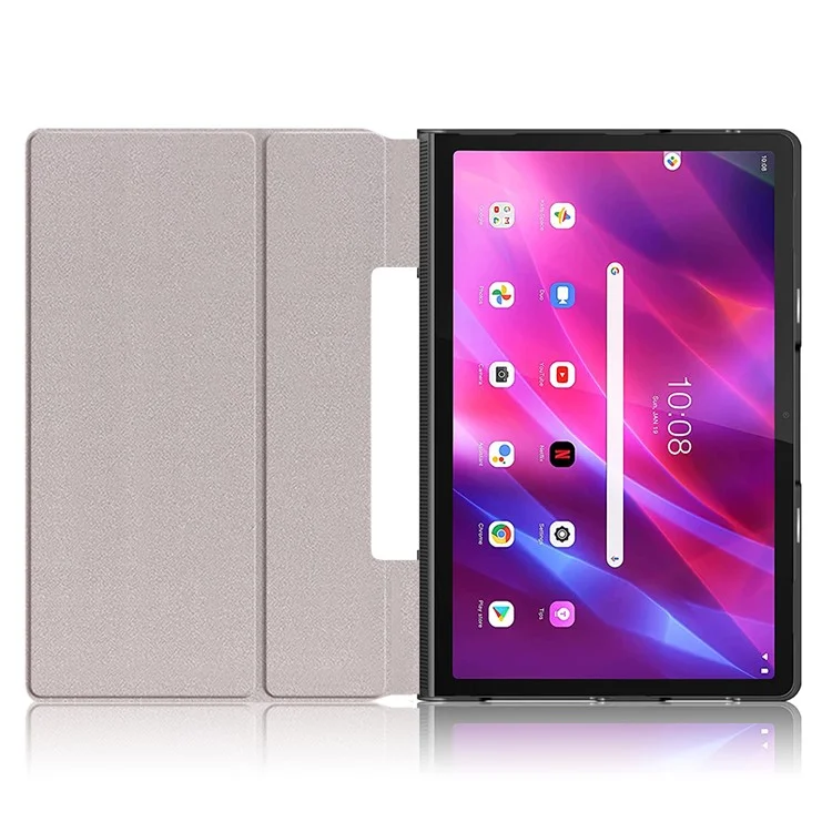 Para Lenovo Yoga Tab 11 Estampado Impresión Cuero + PC Carcasa Protectora de Tableta Soporte Plegable Protección Completa Caso - Ciruela Flor