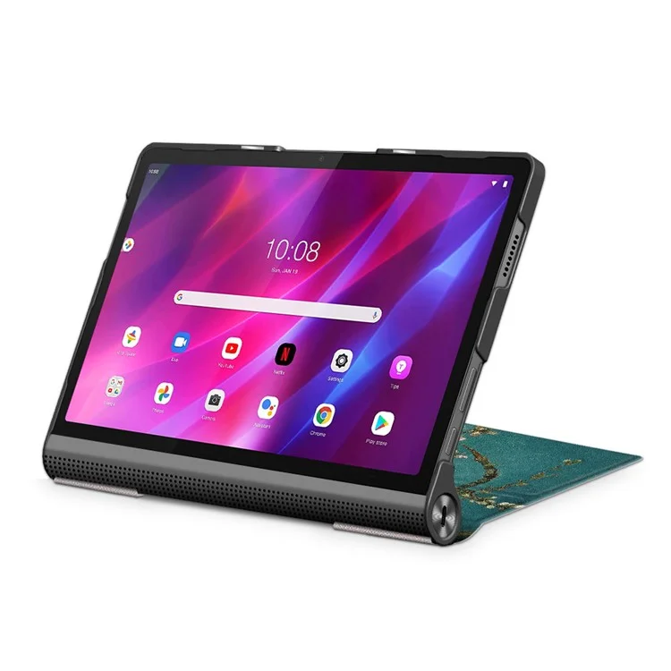 Para Lenovo Yoga Tab 11 Estampado Impresión Cuero + PC Carcasa Protectora de Tableta Soporte Plegable Protección Completa Caso - Ciruela Flor