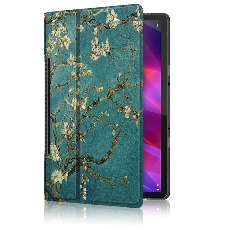 Para Lenovo Yoga Tab 11 Estampado Impresión Cuero + PC Carcasa Protectora de Tableta Soporte Plegable Protección Completa Caso - Ciruela Flor
