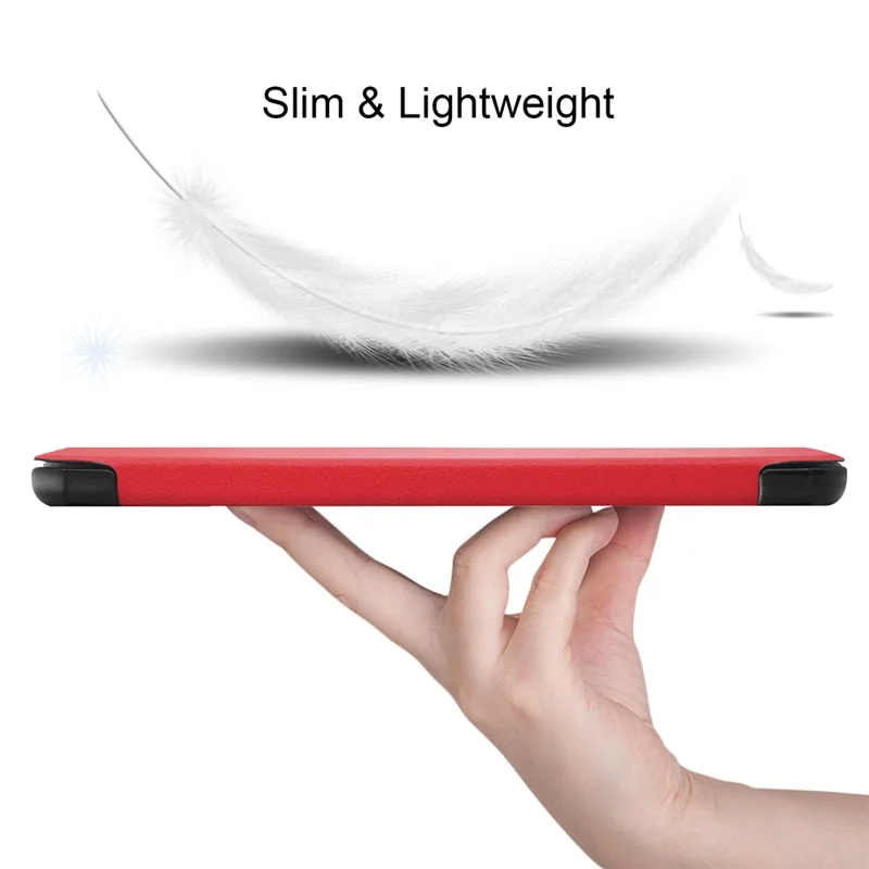 Tri-fold Stand PU Leather Tablet Well-protected Case Cover for  Lenovo Tab M7 (2nd Gen) / (3rd Gen) - Red