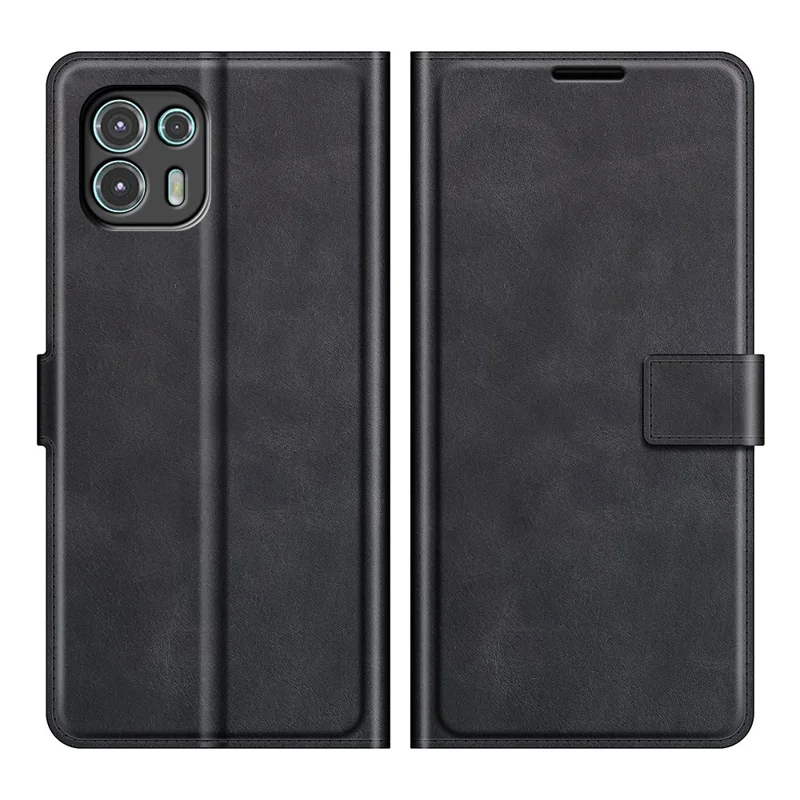 Magnetic Clasp Leather Wallet Stand Phone Protective Flip Cover Case for Motorola Edge 20 Lite 5G - Black