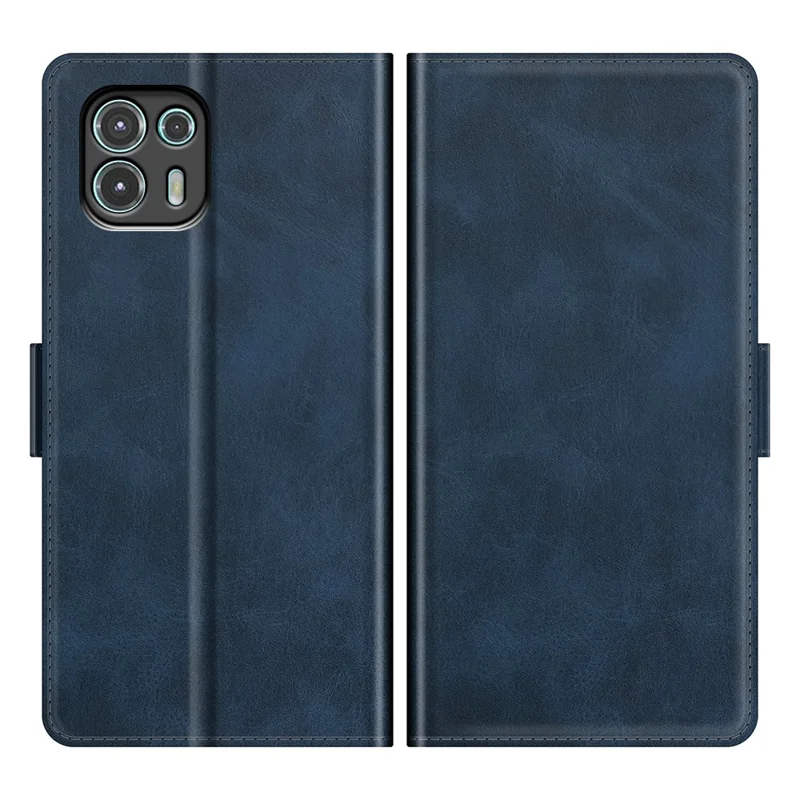 Magnetic Double Clasp PU Leather Phone Case Shell with Wallet Stand Design for Motorola Edge 20 Lite 5G - Blue
