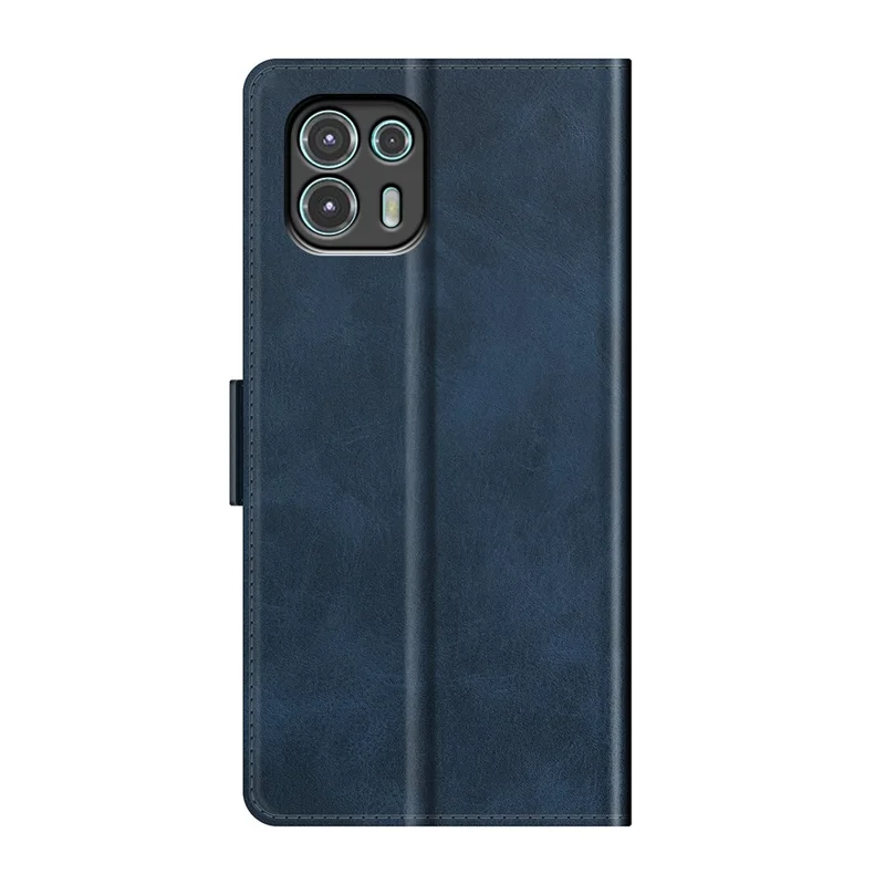 Magnetic Double Clasp PU Leather Phone Case Shell with Wallet Stand Design for Motorola Edge 20 Lite 5G - Blue