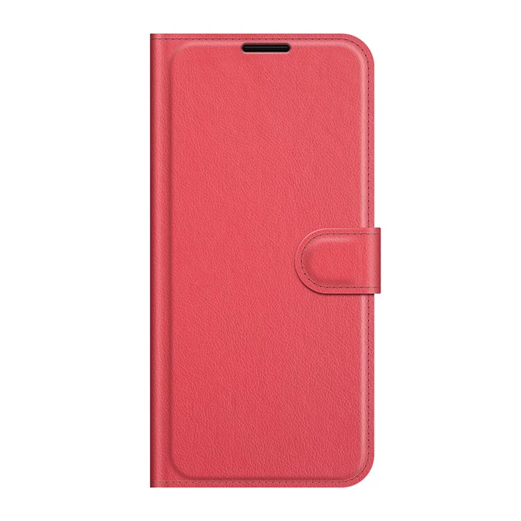 Funda de teléfono de piel con protección total Litchi Skin para Motorola Edge 20 Lite 5G, con cartera y soporte - Rojo