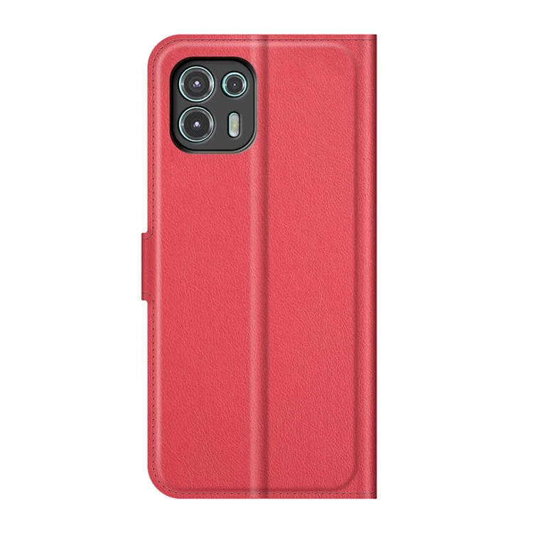 Leather Full-Protection Litchi Skin Phone Shell Case with Wallet Stand for Motorola Edge 20 Lite 5G - Red