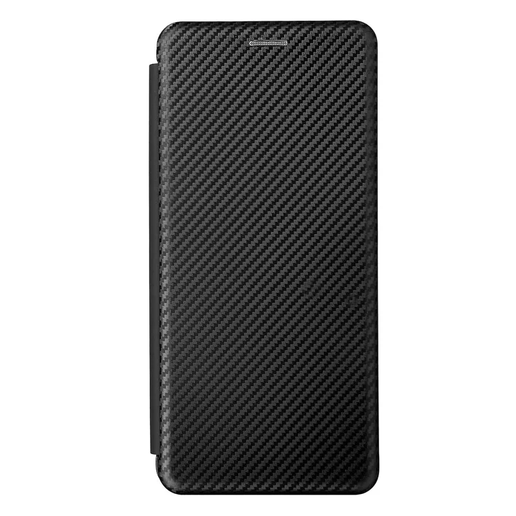 Custodia Per Telefono in Pelle in Fibra di Carbonio Con Slot Per Schede e Cinturino Per Motorola Bordo (2021) - Nero