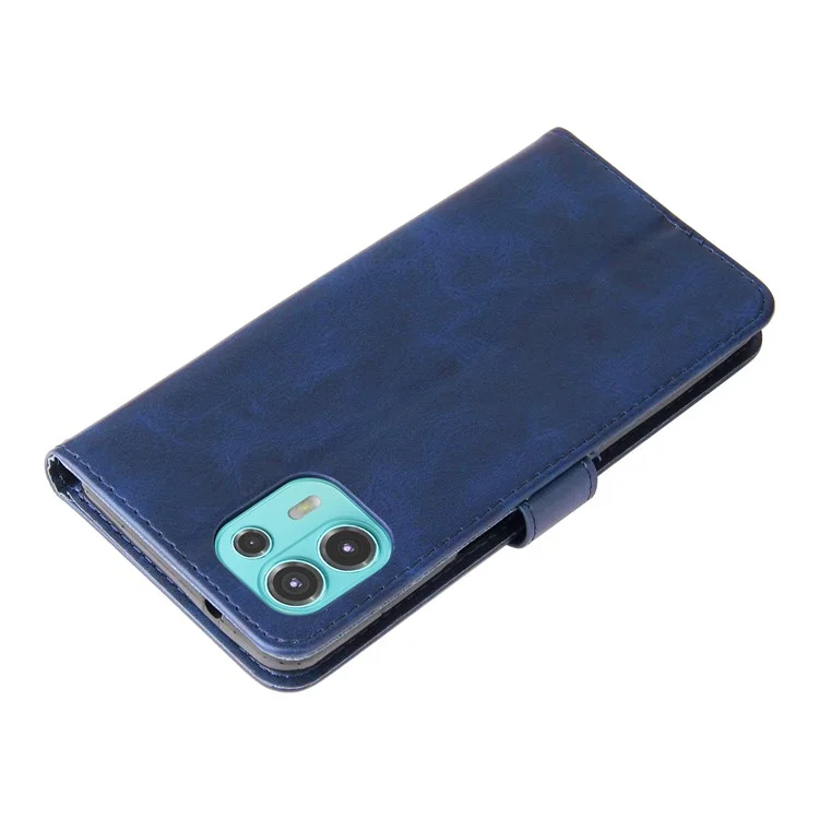 Zíper Design de Bolso de Estilo Moda Carteira PU Cael Capelo Case Flip Phelela Cobração de Toplo Para Motorola Edge 20 Lite - Azul