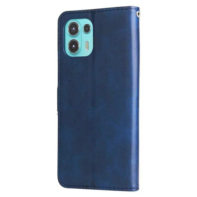 Zíper Design de Bolso de Estilo Moda Carteira PU Cael Capelo Case Flip Phelela Cobração de Toplo Para Motorola Edge 20 Lite - Azul