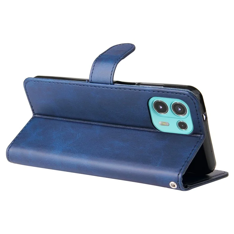 Zíper Design de Bolso de Estilo Moda Carteira PU Cael Capelo Case Flip Phelela Cobração de Toplo Para Motorola Edge 20 Lite - Azul