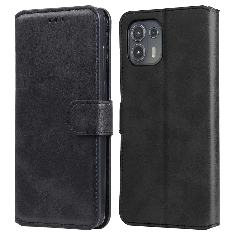 Anti Gota Resistente A Los Golpes De Protección Completa PU De Cuero De La Cartera De La Cubierta Del Teléfono De La Cubierta Del Teléfono Para Motorola Edge 20 Lite - Negro