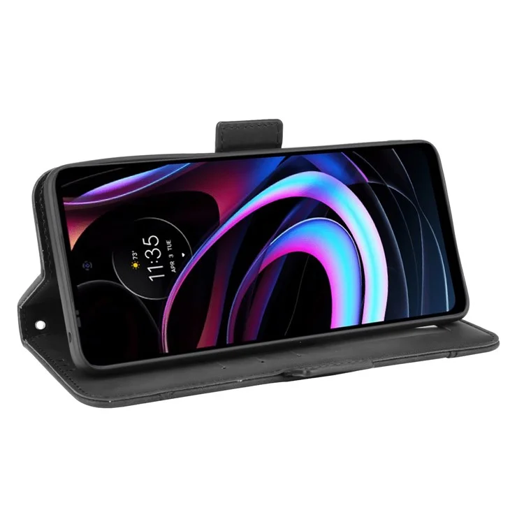For Motorola Edge (2021) All-Inclusive Multiple Card Slots Design Leather Phone Wallet Stand Protective Case - Black