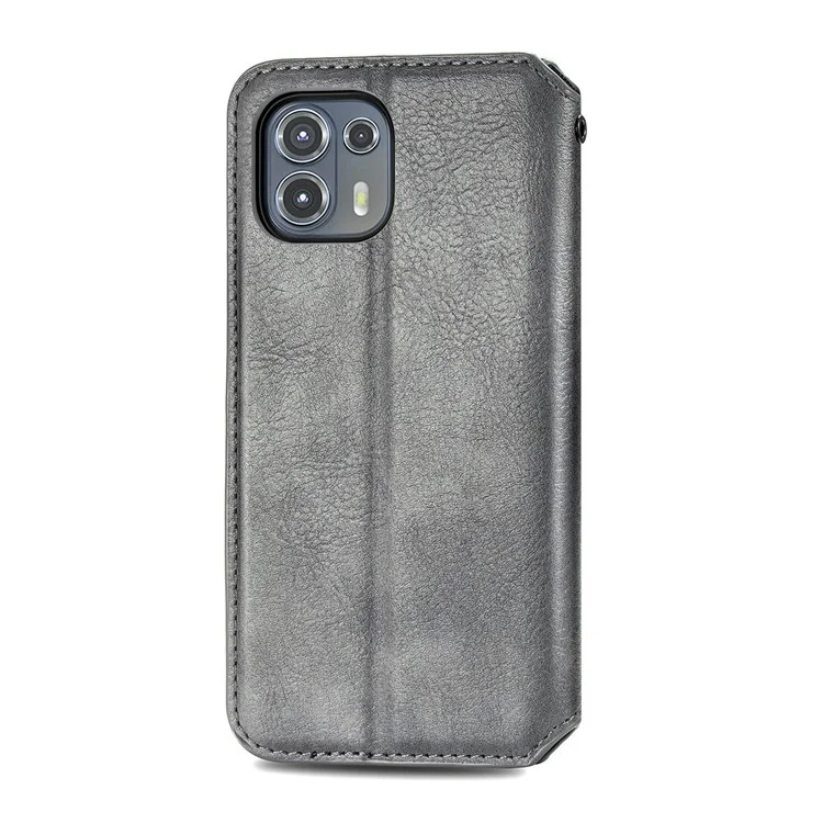 Para Motorola Edge 20 Lite Magnético Auto-absorbido Rombo Impresión Funda de Piel de Billetera Soporte para Teléfono - Gris