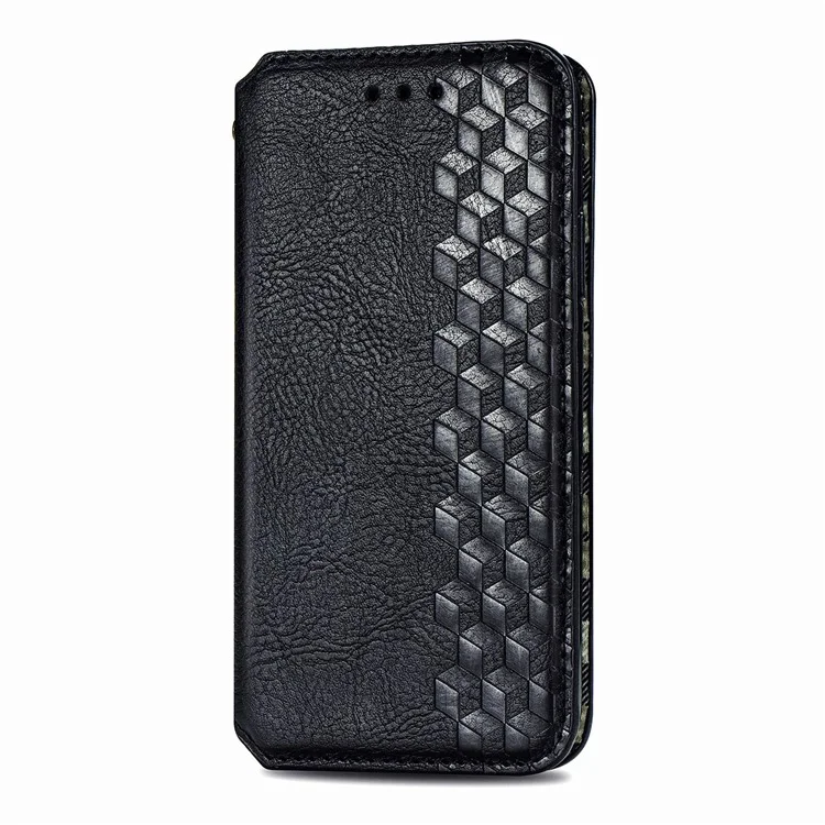For Motorola Edge 20 PU Leather Case Rhombus Imprint Wallet Stand Phone Cover - Black