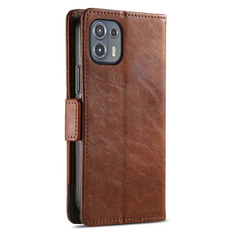 CASENEO 002 Series Estilo empresarial Folio Flip Stand Cartera Caso de cuero a prueba de caídas por splicing para Motorola Edge 20 Lite - Marrón oscuro 