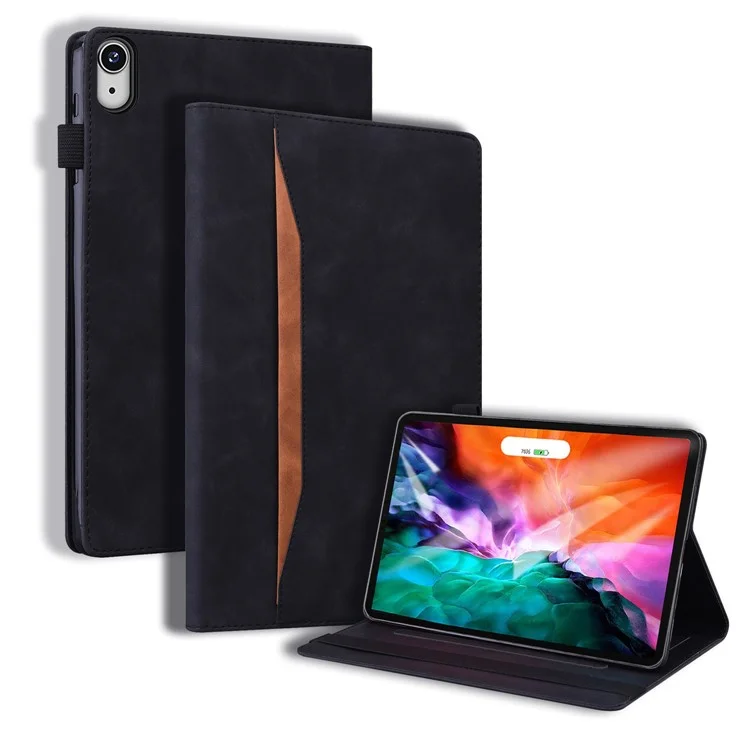 Front Pocket Business Style PU Leather Wallet Stand Tablet Cover Case for iPad mini (2021) - Black