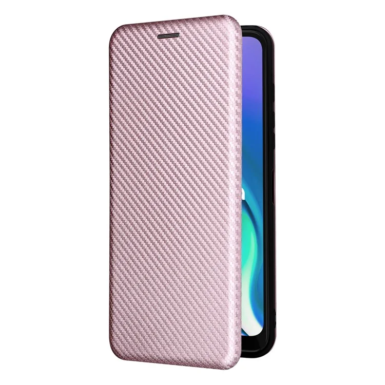 Estado de Cuero de Fibra de Carbono de Fibra de Carbono Absorbido Automáticamente Carcasa Del Teléfono Para Motorola Moto G50 5G - Oro Rosa