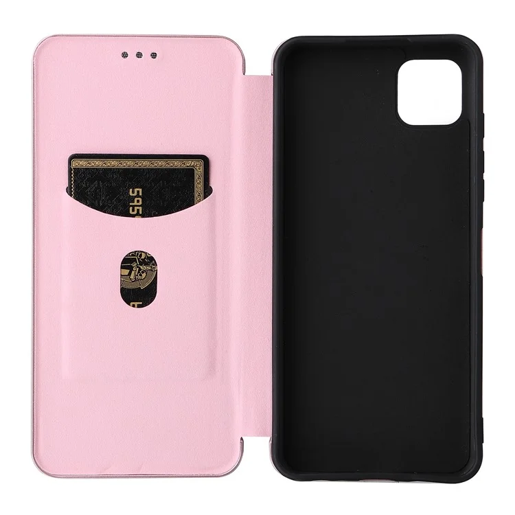 Estado de Cuero de Fibra de Carbono de Fibra de Carbono Absorbido Automáticamente Carcasa Del Teléfono Para Motorola Moto G50 5G - Oro Rosa