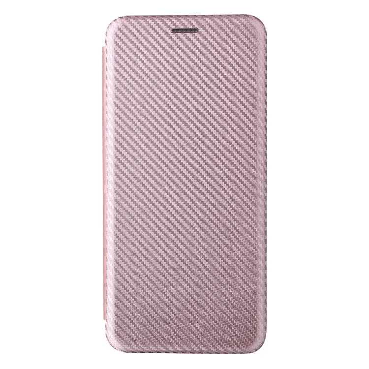 Estado de Cuero de Fibra de Carbono de Fibra de Carbono Absorbido Automáticamente Carcasa Del Teléfono Para Motorola Moto G50 5G - Oro Rosa