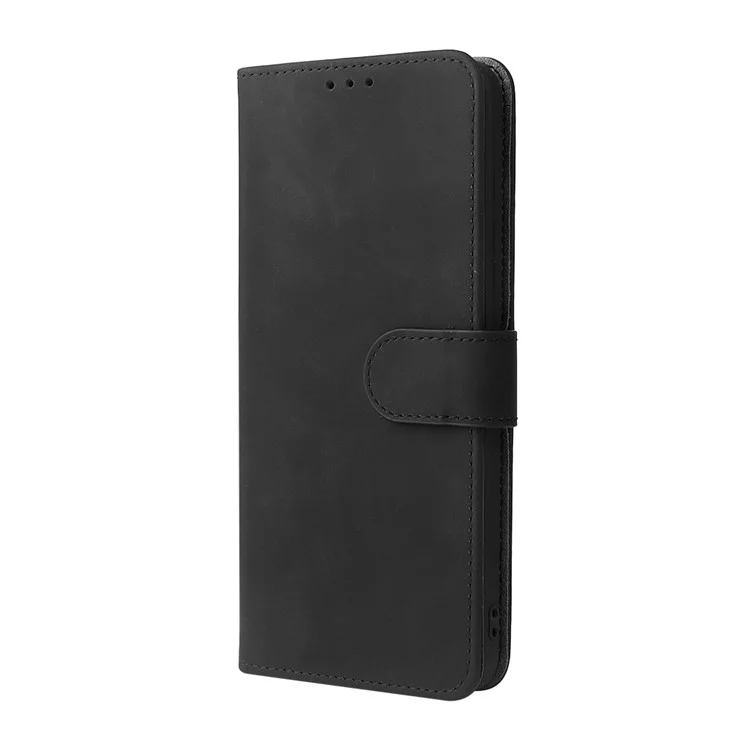 Skin-Touch Feeling PU Leather Wallet Phone Case Flip Stand Cover for Motorola Moto G50 5G - Black