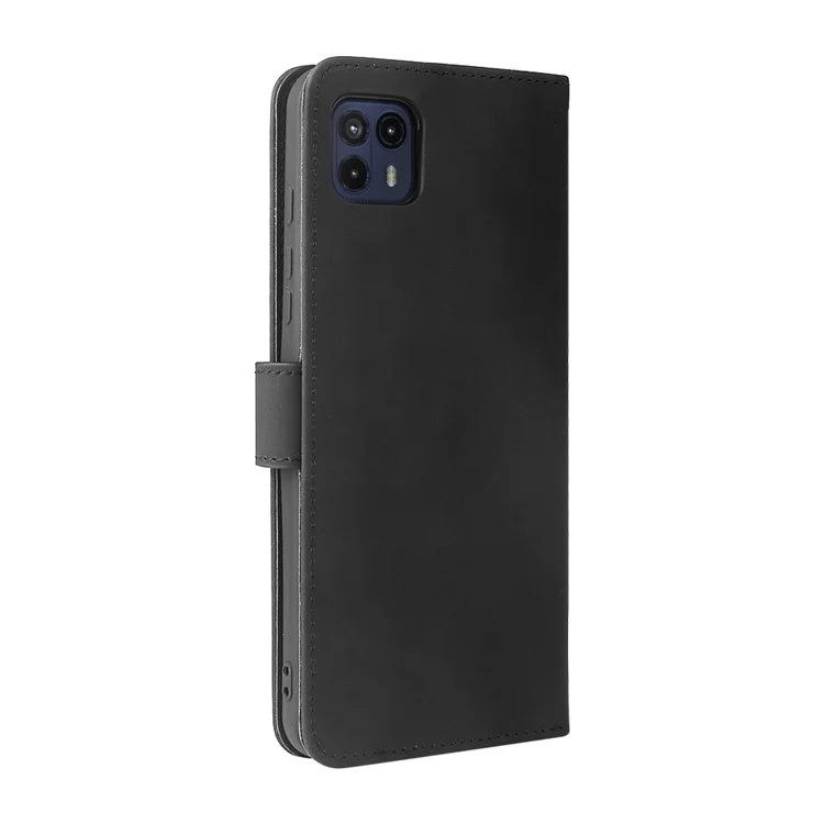 Skin-Touch Feeling PU Leather Wallet Phone Case Flip Stand Cover for Motorola Moto G50 5G - Black