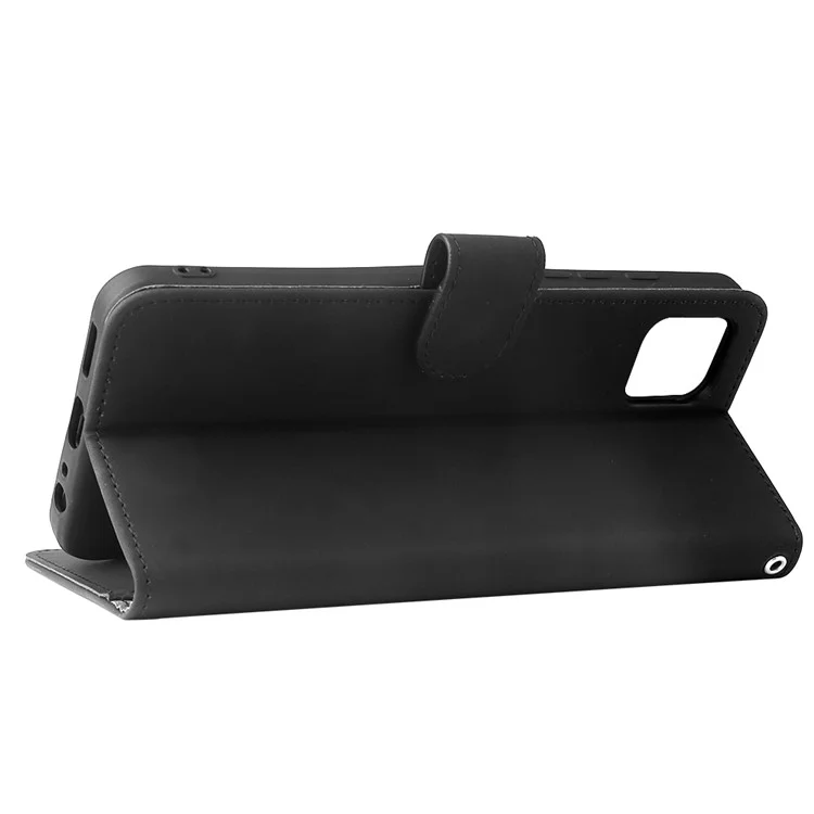 Skin-Touch Feeling PU Leather Wallet Phone Case Flip Stand Cover for Motorola Moto G50 5G - Black