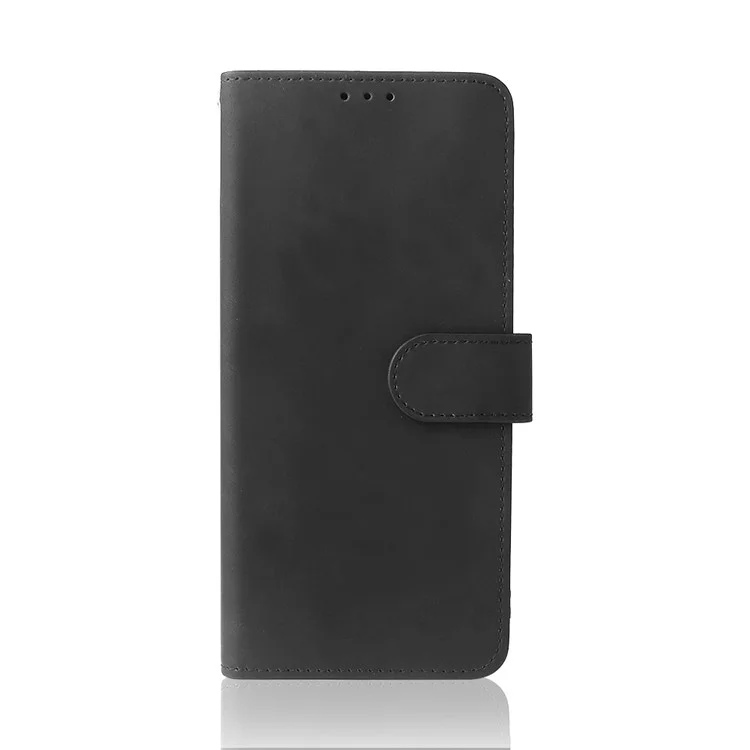 Skin-Touch Feeling PU Leather Wallet Phone Case Flip Stand Cover for Motorola Moto G50 5G - Black
