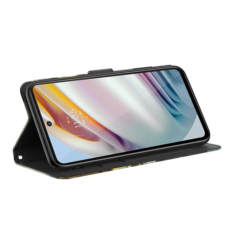 Shock Absorbing 3D Pattern Printing Leather Stand Case Wallet Cover with Strap for Motorola Moto G60 - Cat and Tiger