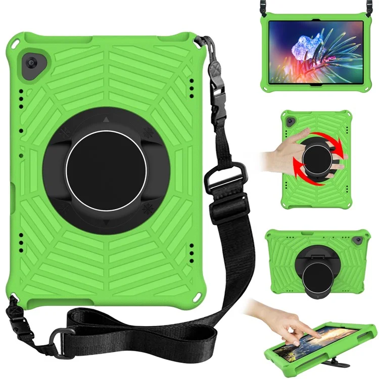 Spider Web Texture Scratch-resistant EVA Smart Tablet Case Cover with Kickstand and Shoulder Strap for Lenovo Tab M10 TB-X505F/TB-X605F 10.1-inch - Green