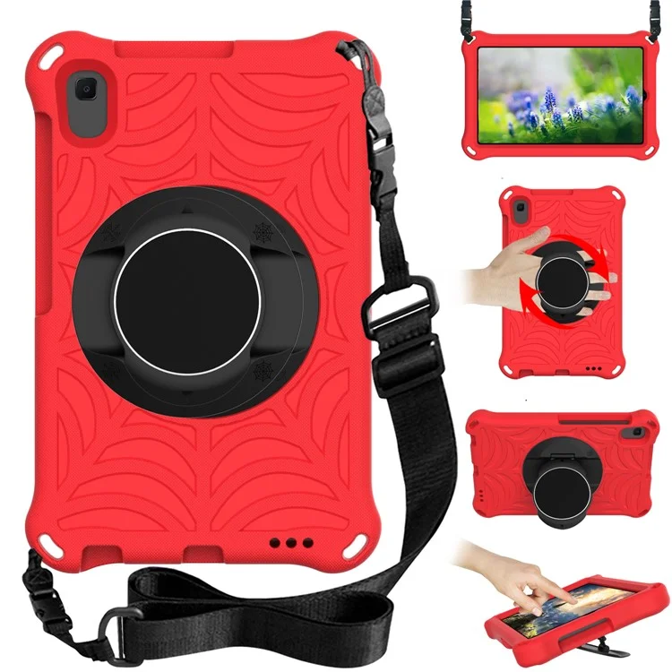 Stylish Spider Web Texture EVA Tablet Case Kickstand Cover Shell with Shoulder Strap for Lenovo Tab M8 (1st Gen) TB-8505/M8 (2nd Gen) TB-8705/M8 (3rd Gen) TB-8506 - Red