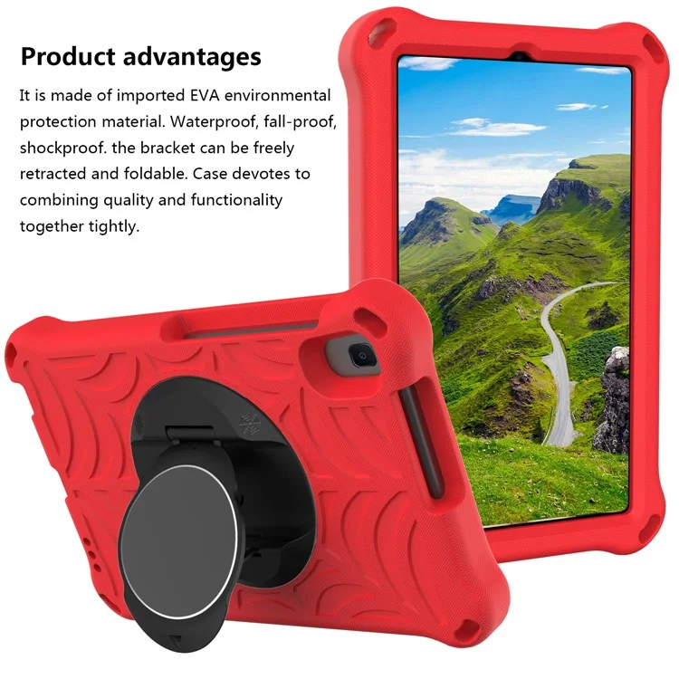 Stylish Spider Web Texture EVA Tablet Case Kickstand Cover Shell with Shoulder Strap for Lenovo Tab M8 (1st Gen) TB-8505/M8 (2nd Gen) TB-8705/M8 (3rd Gen) TB-8506 - Red