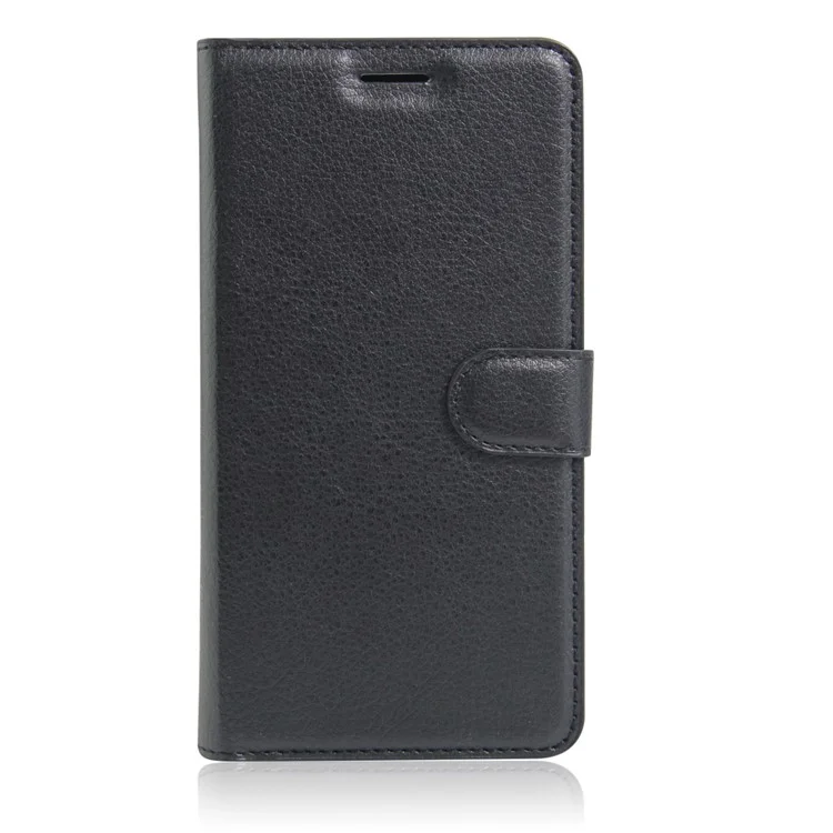 Litchi Skin Leather Wallet Case for Motorola Moto Z Play - Black