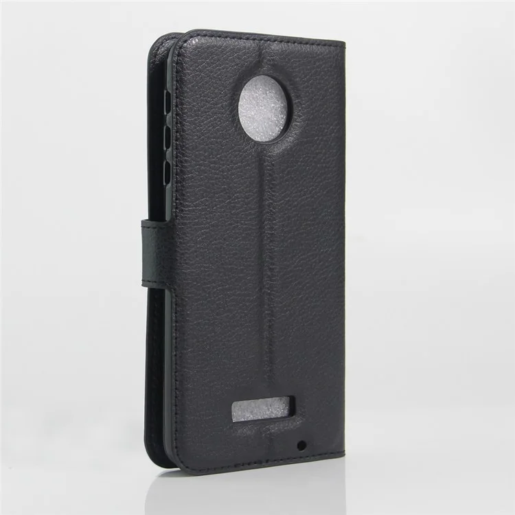 Litchi Skin Leather Wallet Case for Motorola Moto Z Play - Black