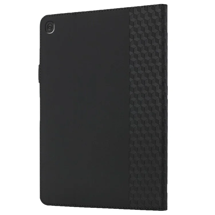 All-Inclusive Rhombus Imprinting Anti-Wear Skin-Touch PU Leather Tablet Protective Cover Case with Card Slots for Lenovo M10 FHD REL TB-X505F/X605F - Black