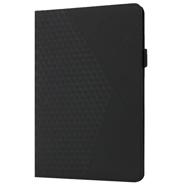 Capa Protetora de Couro PU Tátil de Pele com Slots para Cartão Multi-Cor Rhombus Imprinting para Lenovo Tab M8 (FHD)/Tab M8 (2ª Geração) TB-8705F/8705X/8505X - Preta