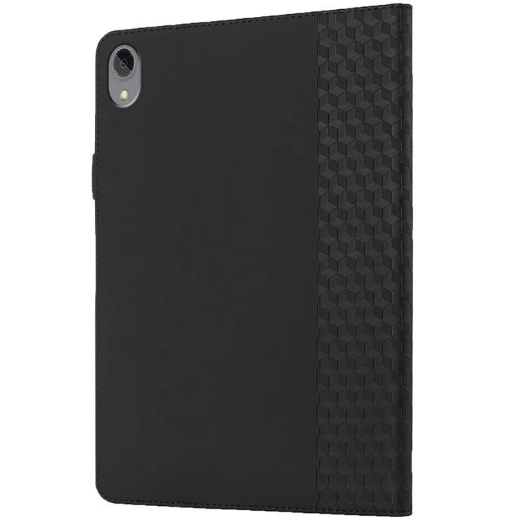 Rhombus Imprinting Scratch-Resistant Skin-Touch Leather + PU Tablet Protective Case Cover with Card Slots for Lenovo Tab P11 TB-J606F / Tab P11 5G - Black