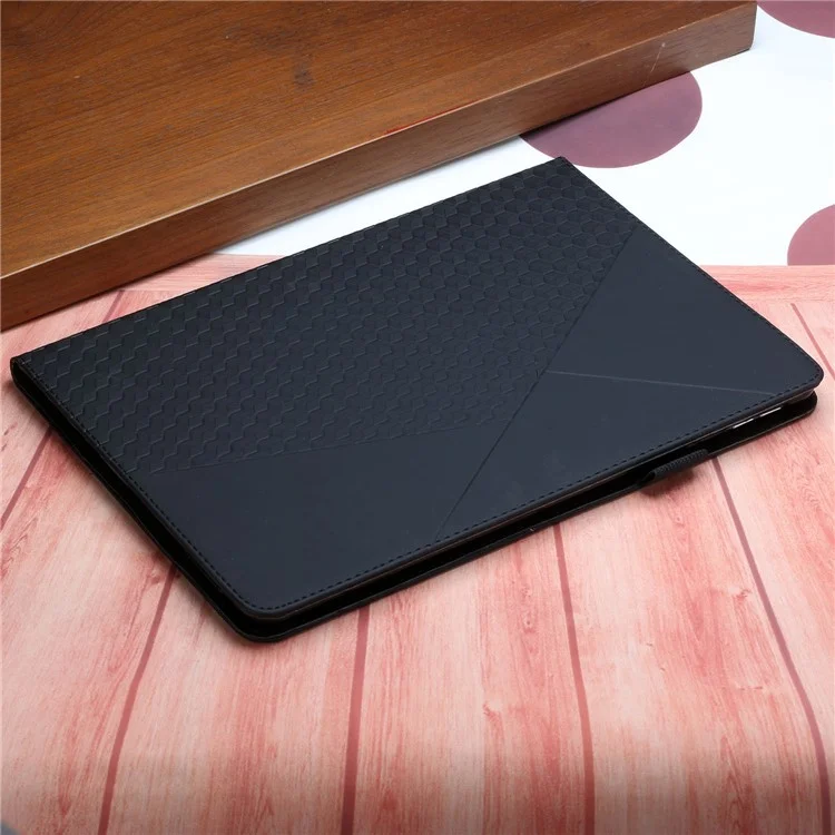 Impresión de Rombo de Cuero Táctil Resistente a la Piel + Cubierta de Caja Protectora de Tableta PU Con Ranuras Para Tarjetas Para la Pestaña Lenovo P11 J606F - Negro