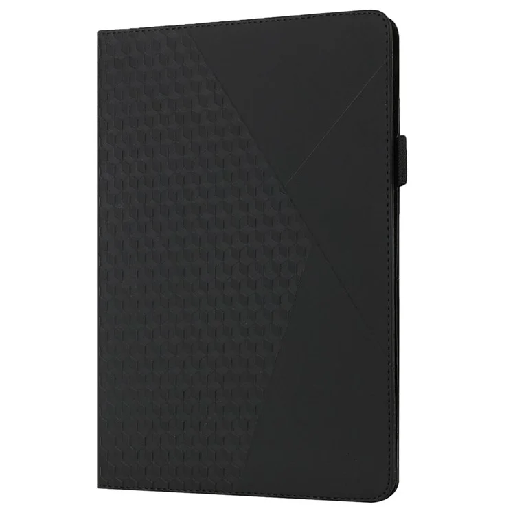 Drop-Proof Rhombus Imprinting Skin-Touch Leather + PU Tablet Protective Case Cover with Card Slots for Lenovo Tab M10 Plus TB-X606F - Black