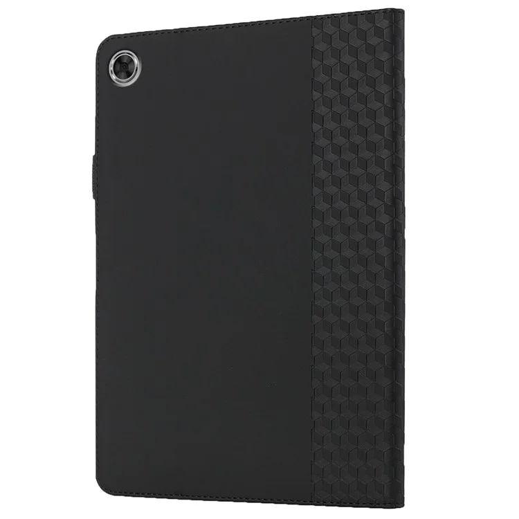 Rhombus à L'épreuve Des Drop-drop Impression de Cuir de Couple à la Peau + Couvercle de Boîtier de Protection Des Comprimés PU Avec Des Emplacements de Carte Pour Lenovo Tab M10 Plus TB-X606F - le Noir