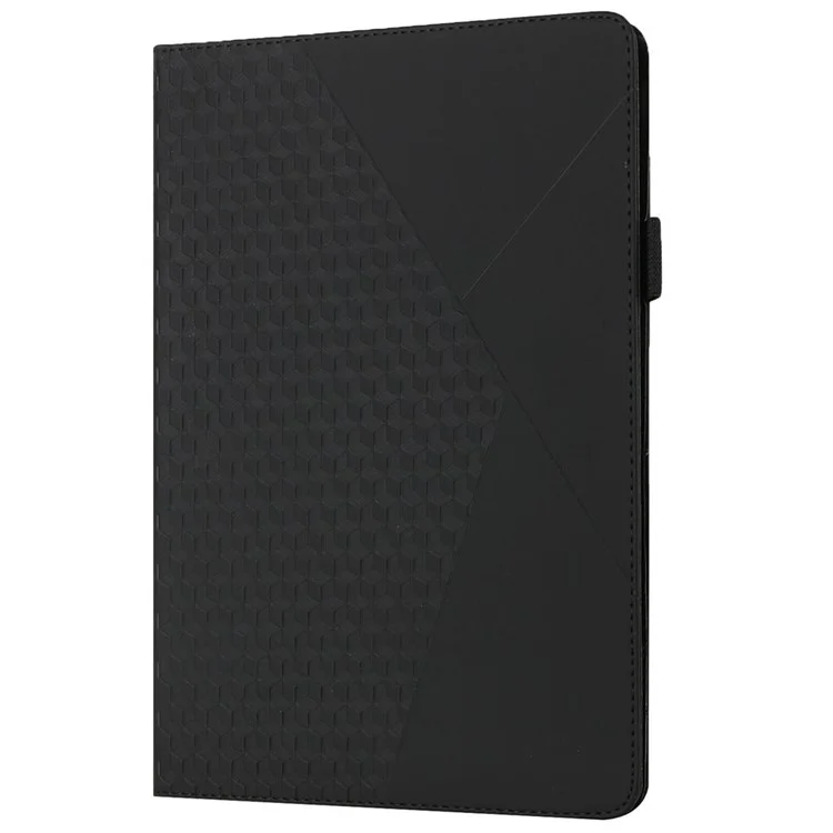 Rhombus Pattern Imprinting Skin-touch Feeling Leather Outer + PU Inner Card Slots Design Tablet Protective Case Cover for Lenovo Tab M10 HD Gen 2 TB-X306F/X306X - Black