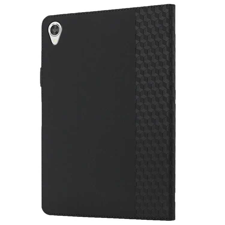 Rhombus Pattern Imprinting Skin-touch Feeling Leather Outer + PU Inner Card Slots Design Tablet Protective Case Cover for Lenovo Tab M10 HD Gen 2 TB-X306F/X306X - Black