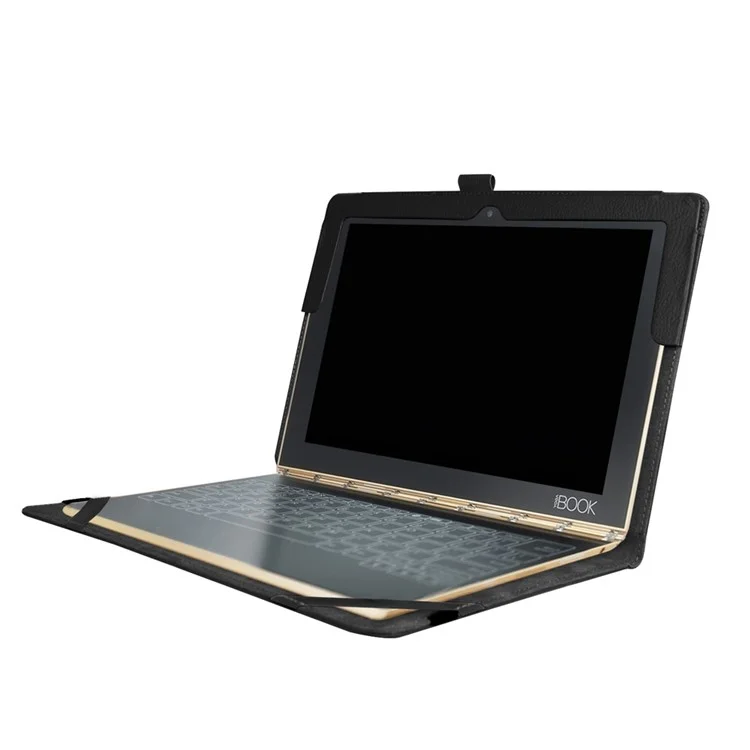 Litchi Texture Stand Leather Case for Lenovo Yoga Book 2 - Black