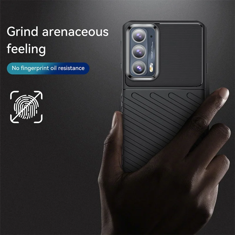 Thunder Series Twill Design Soft TPU Mobile Phone Back Case Cover for Motorola Edge 20 - Black