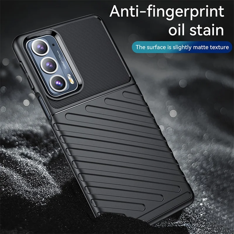 Thunder Series Twill Design Soft TPU Mobile Phone Back Case Cover for Motorola Edge 20 - Black